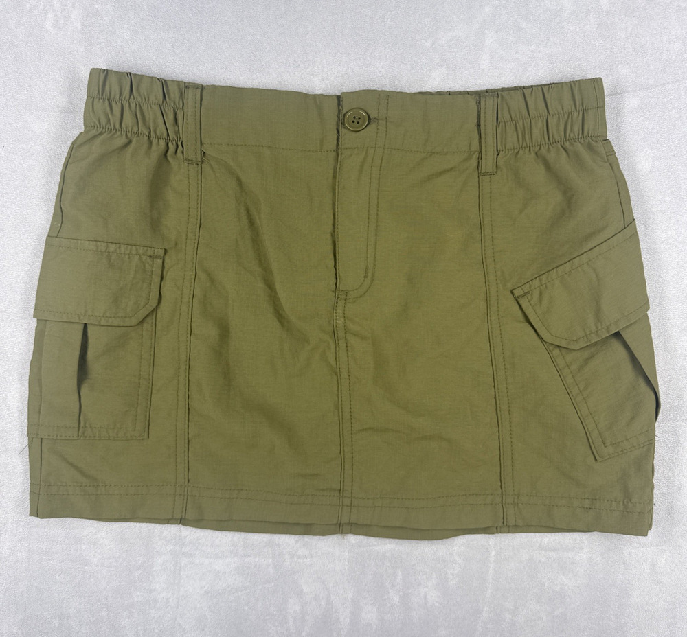Women's Medium Olive Cargo Mini Skirt Utility Y2K Nylon